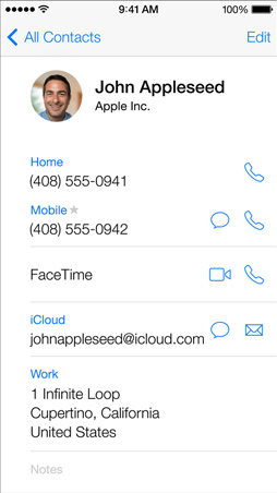 iOS7 Contacts Screen