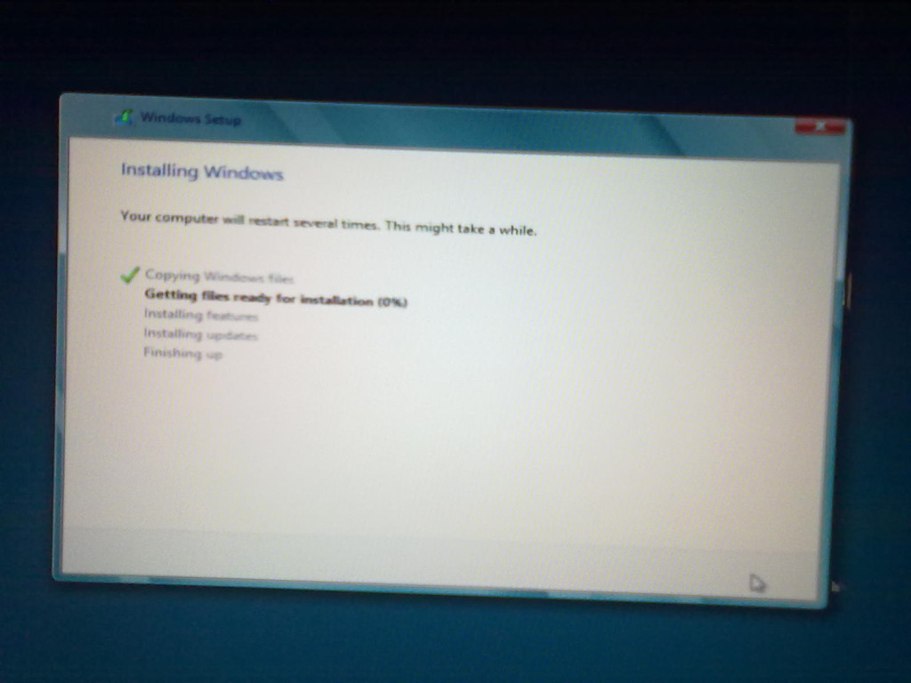 Windows 8 Installation on Mac Started