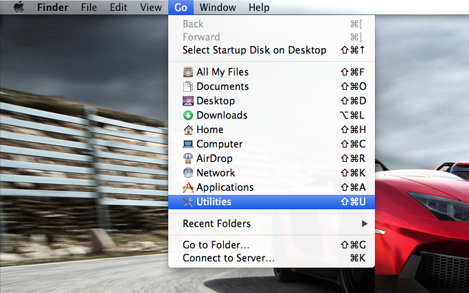 Open Utilities on Mac OS X