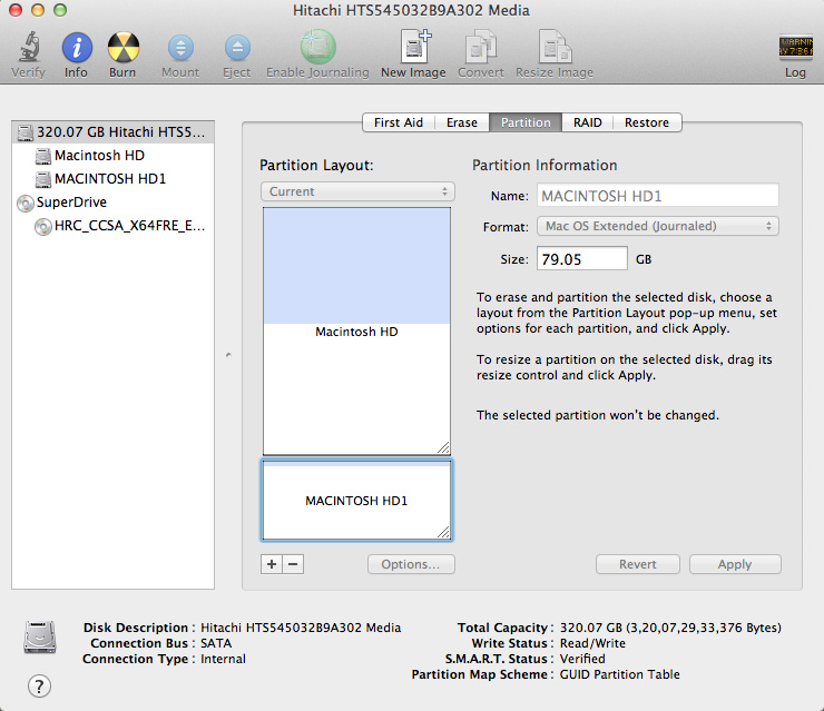 Create Partition in Hard Disk on Mac OS X